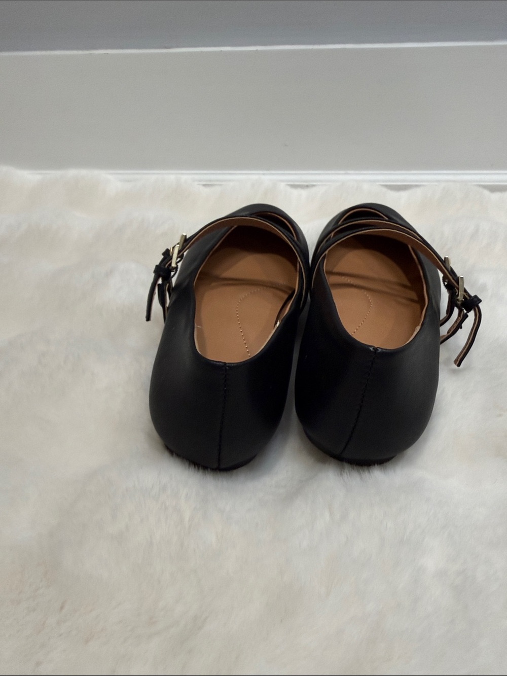 Dolce Vita Black Double-Strap Mary Jane Flats with Gold Buckles - Picture 4 of 5